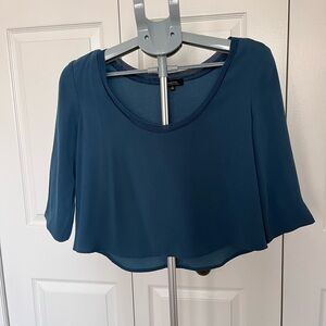 Babaton Deep Teal Scoop-Neck Boxy Cropped Top